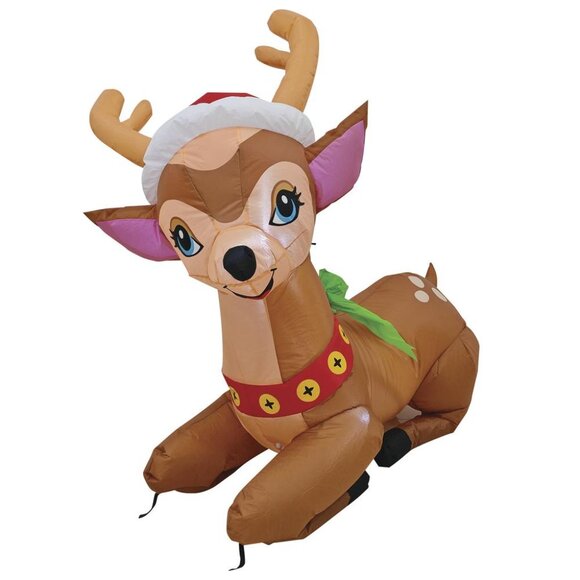 4 Ft LED Reindeer LED Light Up Inflatable Christmas Vintage Holiday Decor New - Picture 4 of 11